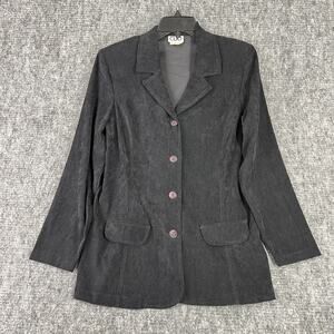 Clio Blazer Womens M Black Stretch Shoulder pads Business Formal‎ Vintage 80s